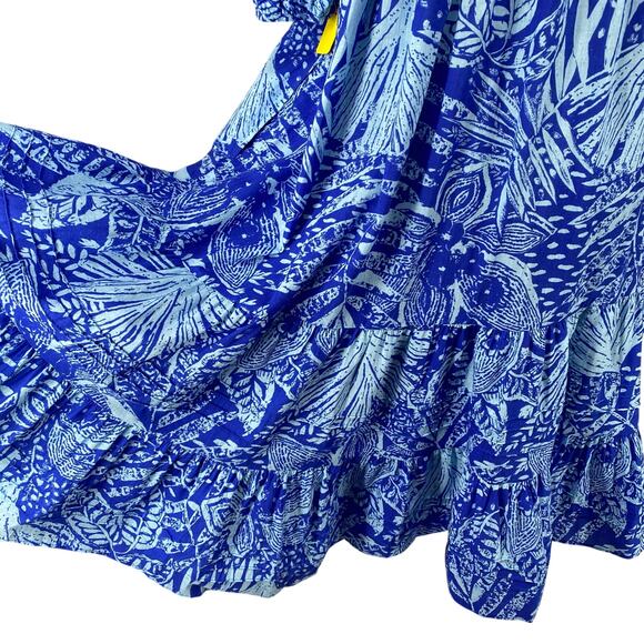 Vtg 80s 90s Two Potato Laguna Beach Midi Tiered Muumuu Dress XS Cotton Blue NOS - Picture 8 of 16